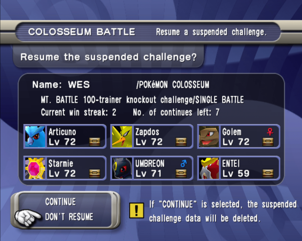 A screen capture of my arcade team