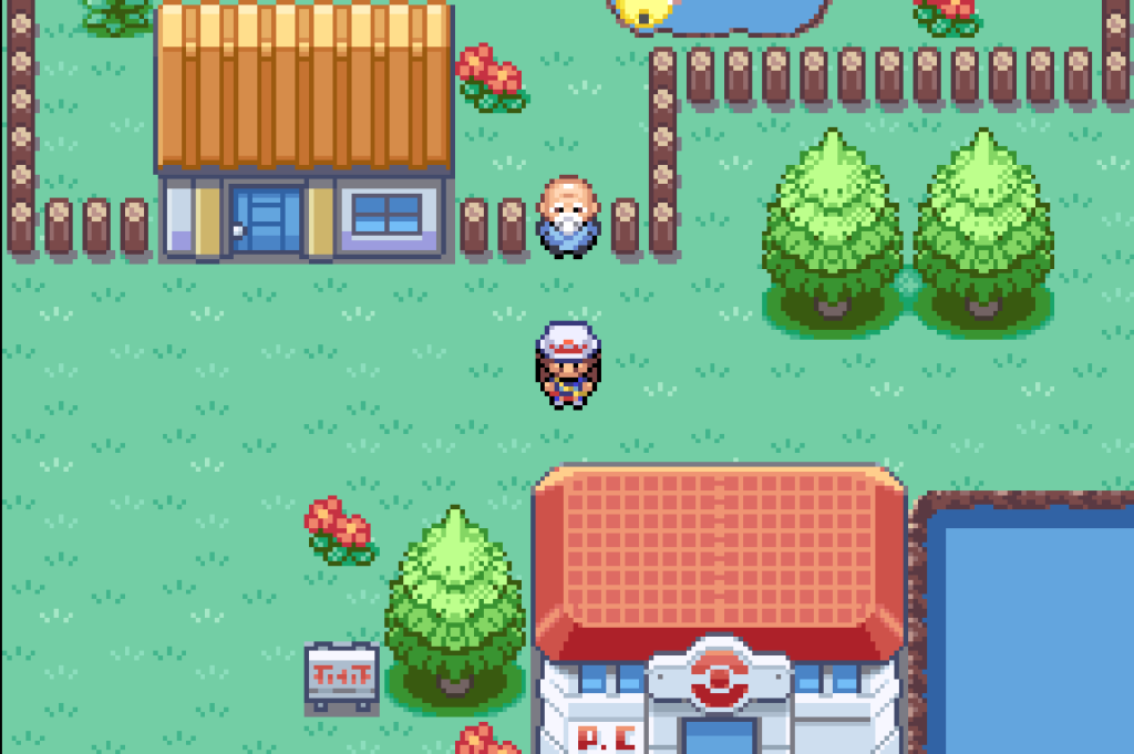 A screen capture of the Daycare Center in Pokémon LeafGreen