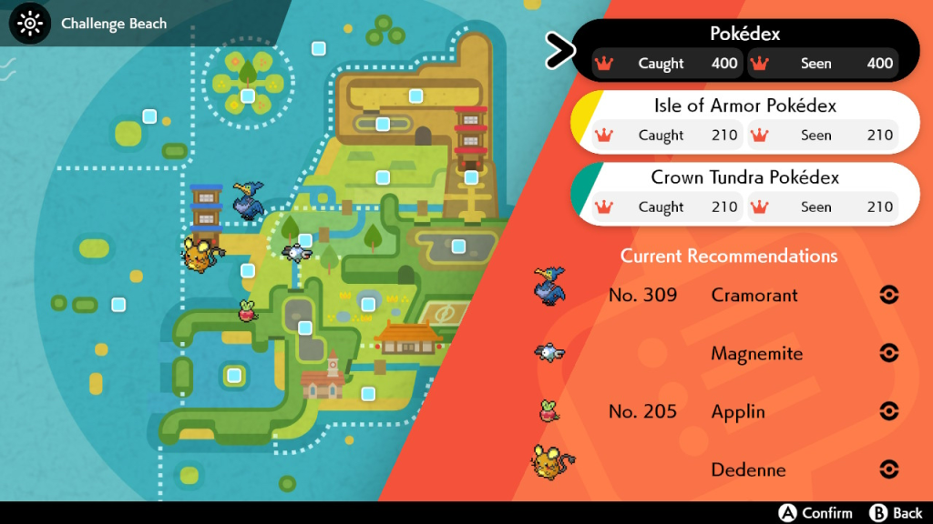 A screen capture of my Pokémon Sword Pokédexes