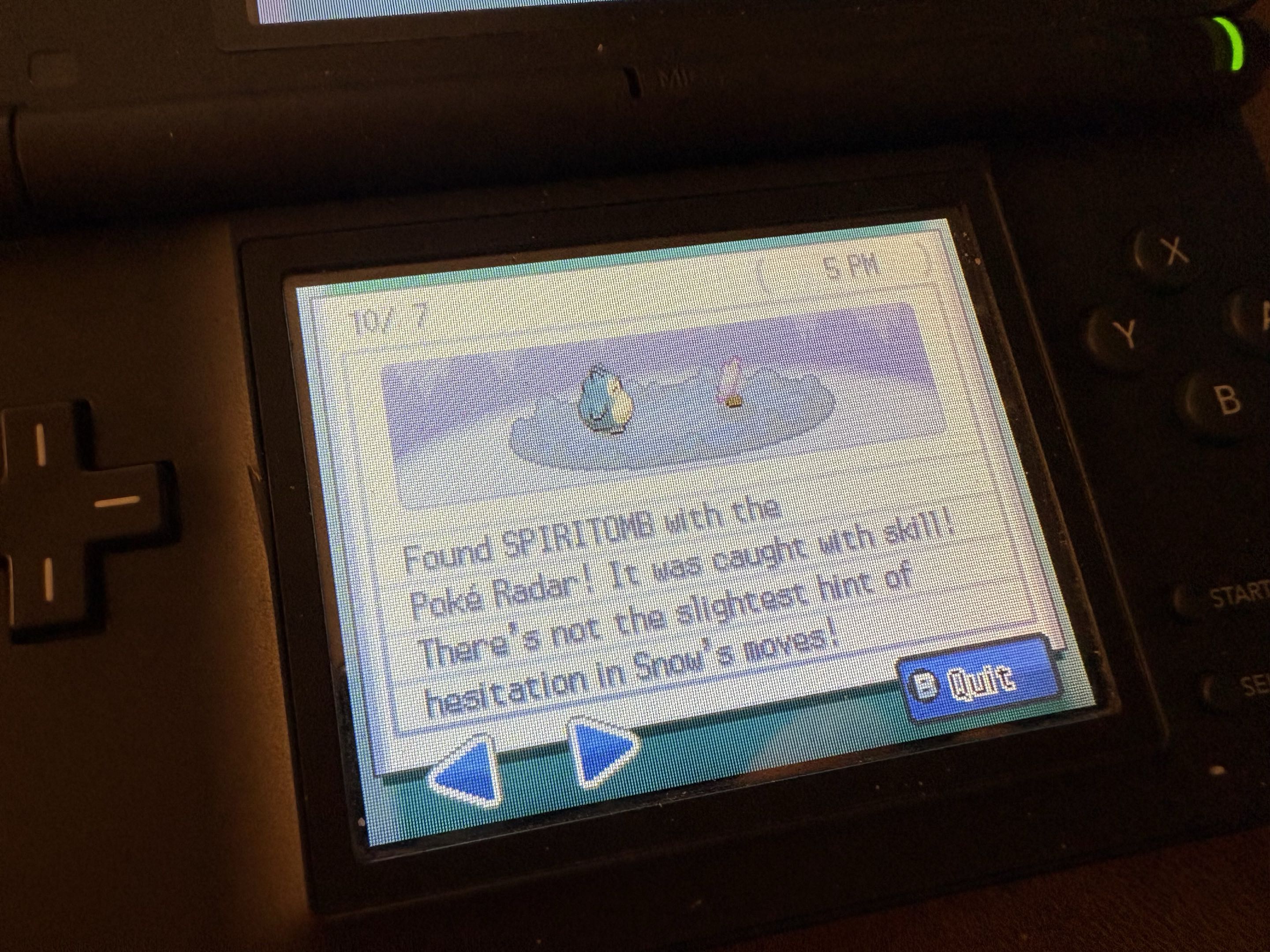 Snow befriending Spiritomb in Quiet Cave
