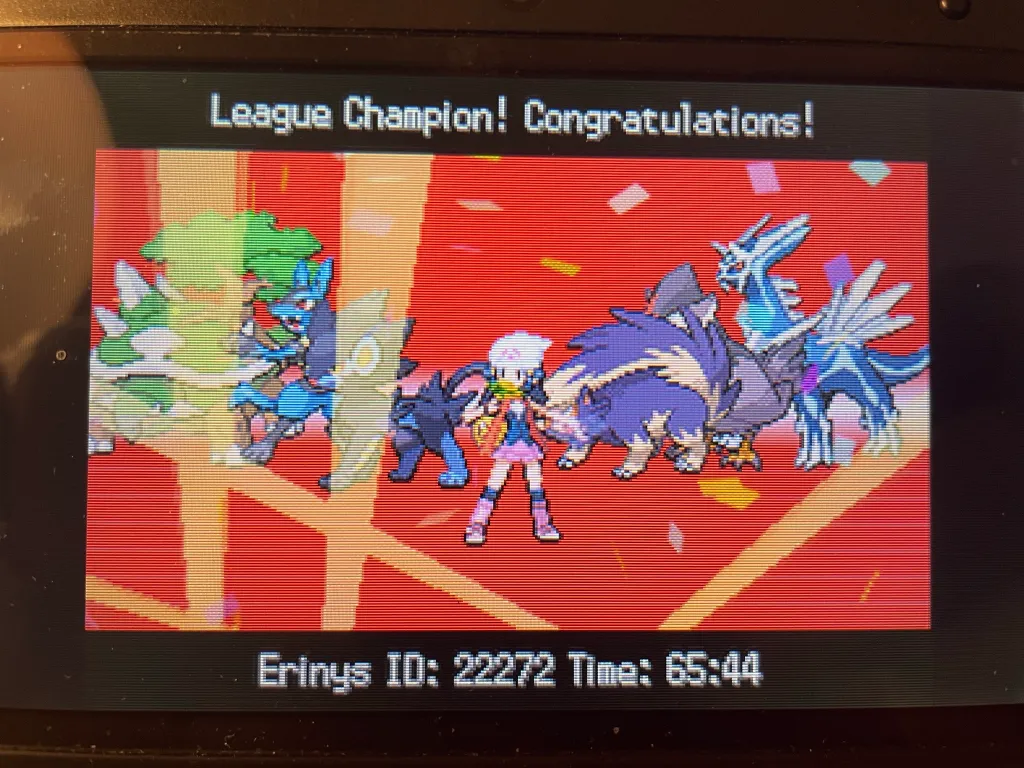 A photo of my Diamond champion congratulations screen