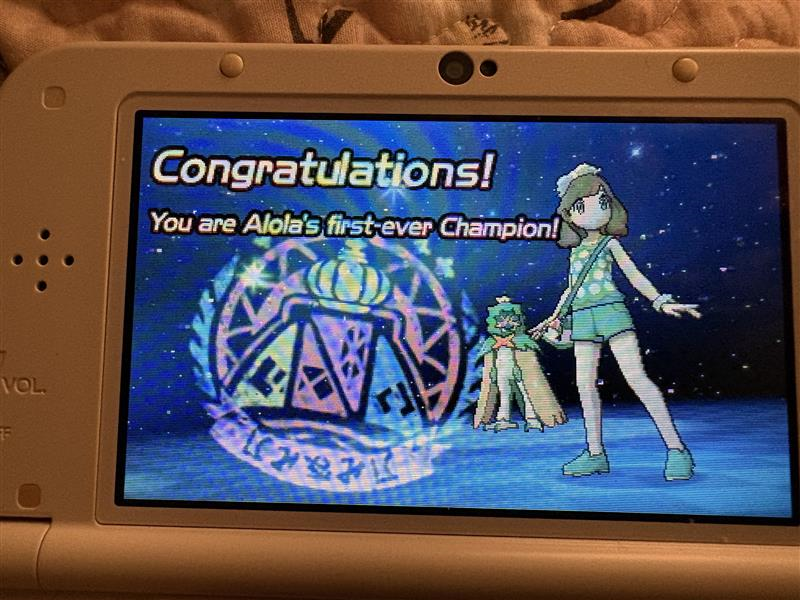 A photo of my Pokémon Moon congratulations message