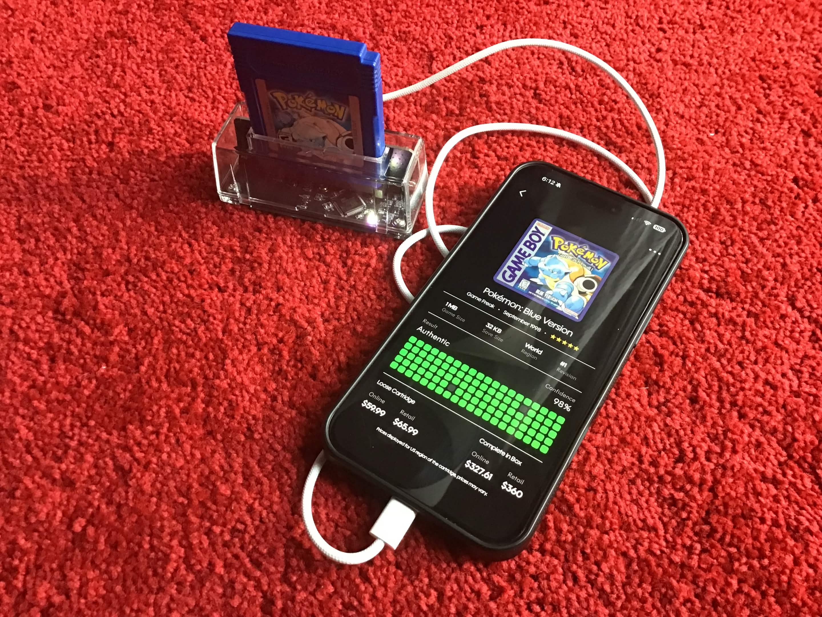 Pokémon Blue being tested by Retrace