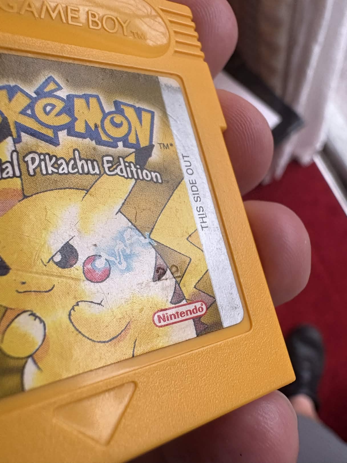 Close up photograph of a Pokémon cartridge label